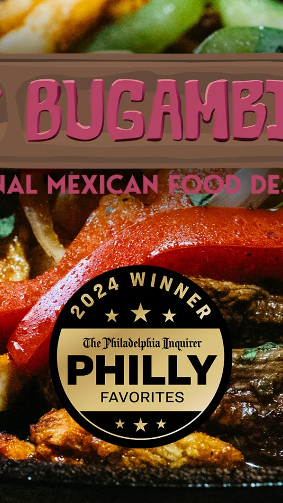 A grill pan full of delicious fajitas. Las Bugambilias - Traditional Mexican Food Desde 2007, 2024 Gold Winner - The Philadelphia Inquirer Philly Favorites