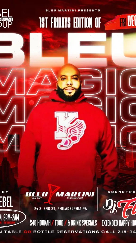 Join us this 1st Friday for Bleu Magic at Bleu Martini featuring DJ Flow!