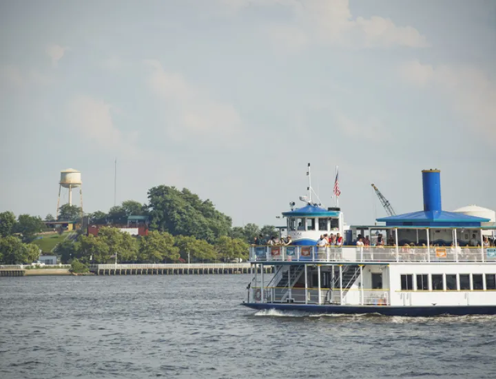 Patrons can enjoy a view from both the Camden and Delaware River Waterfront among the Ferry 