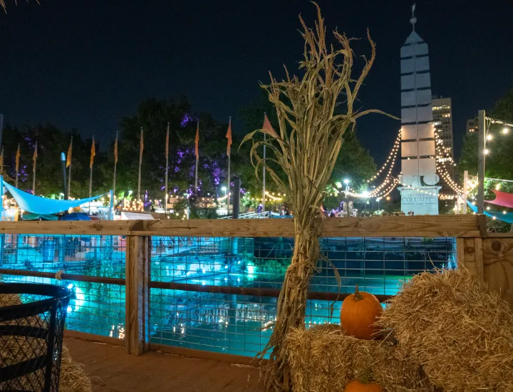 Night Scene of Spruce Street Harbor Park in the Fall